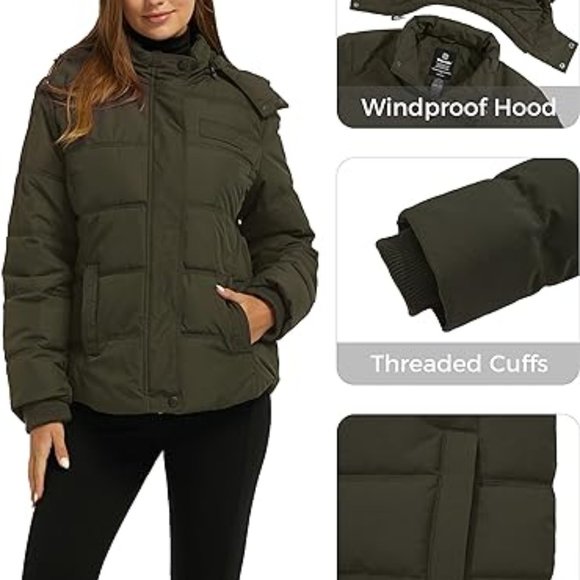 Women's Hooded‎ Warm Winter Coat Quilted Thicken Puffer Jacket with Removable - Picture 6 of 6